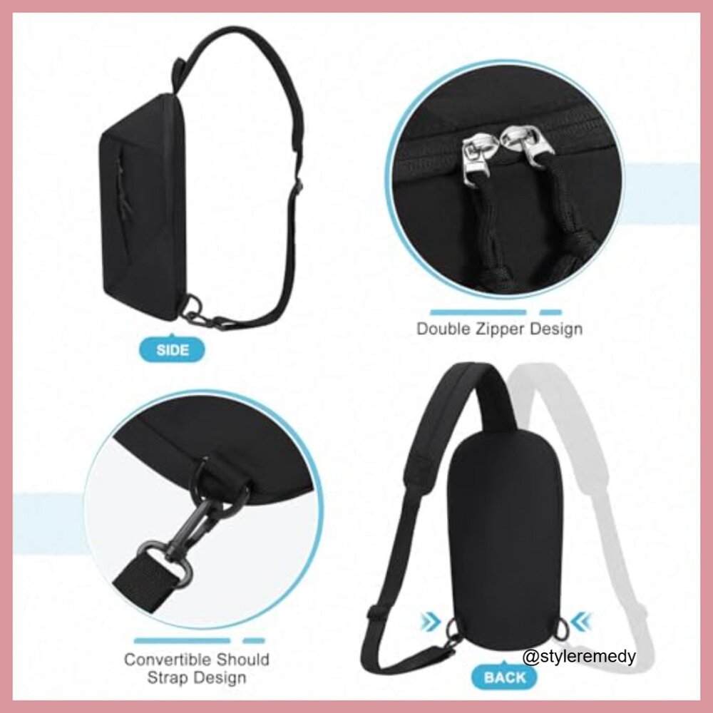 Polyester Rfid Blocking Sling Bag Convertible Cro… - image 6